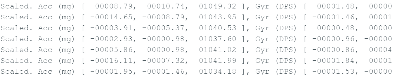 IMU example output working